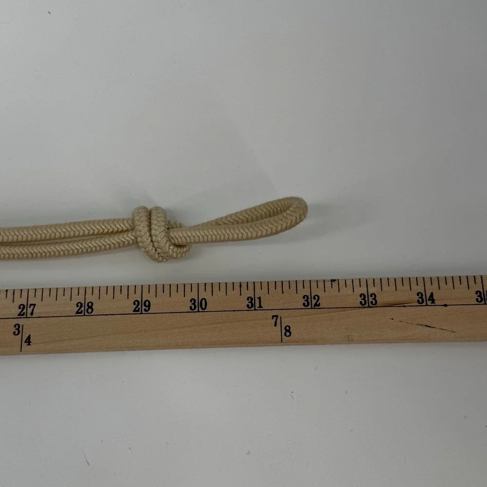 Vintage Braided Rope Belt Cream Gold Pearl Medallion 32
